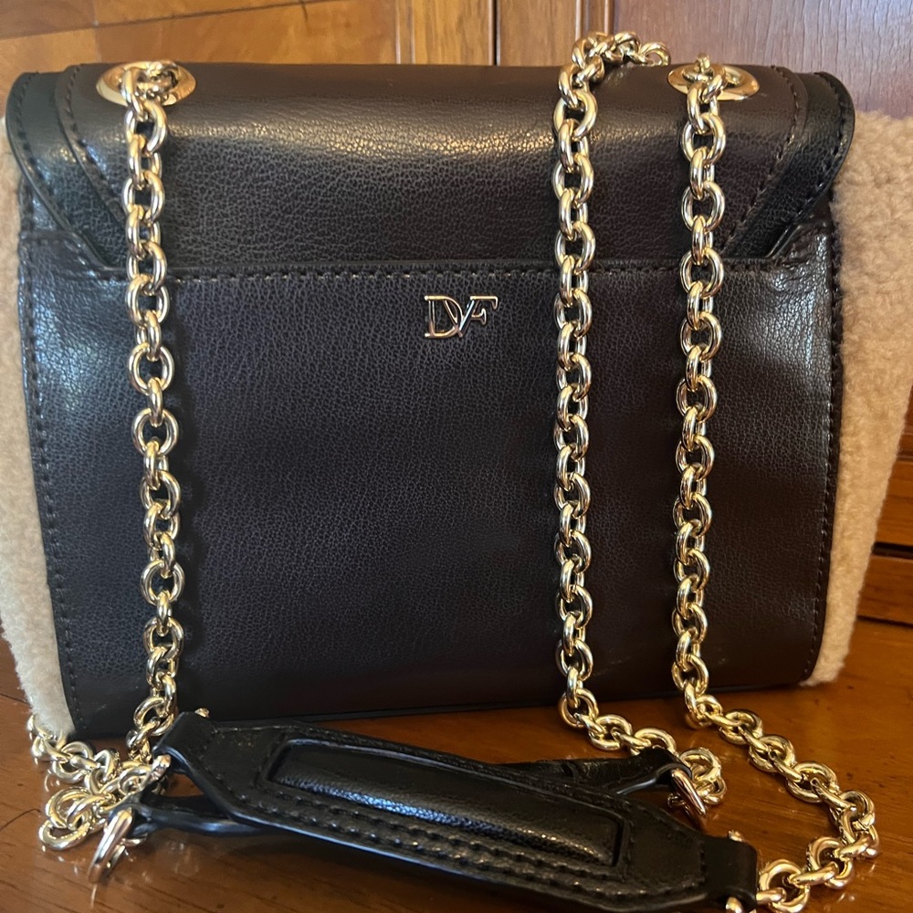 Shearling & Leather Diane Von Furstenberg Small Shoulder Bag Luxury Ranchwear - Picture 5 of 10